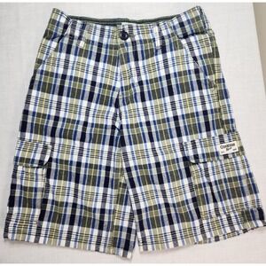 Osh Gosh BOYS SIZE 7X PLAID SHORTS Blue Green‎